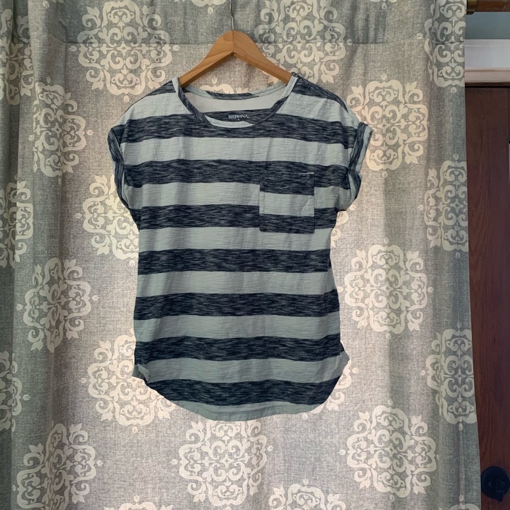 Merona Navy Striped Classic Tee